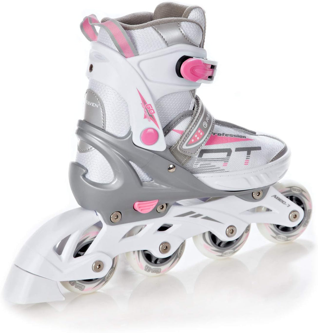 RAVEN Profession Inlineskates 28-32 (18,5-21cm) White/Pink ohne Kufen, 28-32 (18,5-21cm) White/Pink