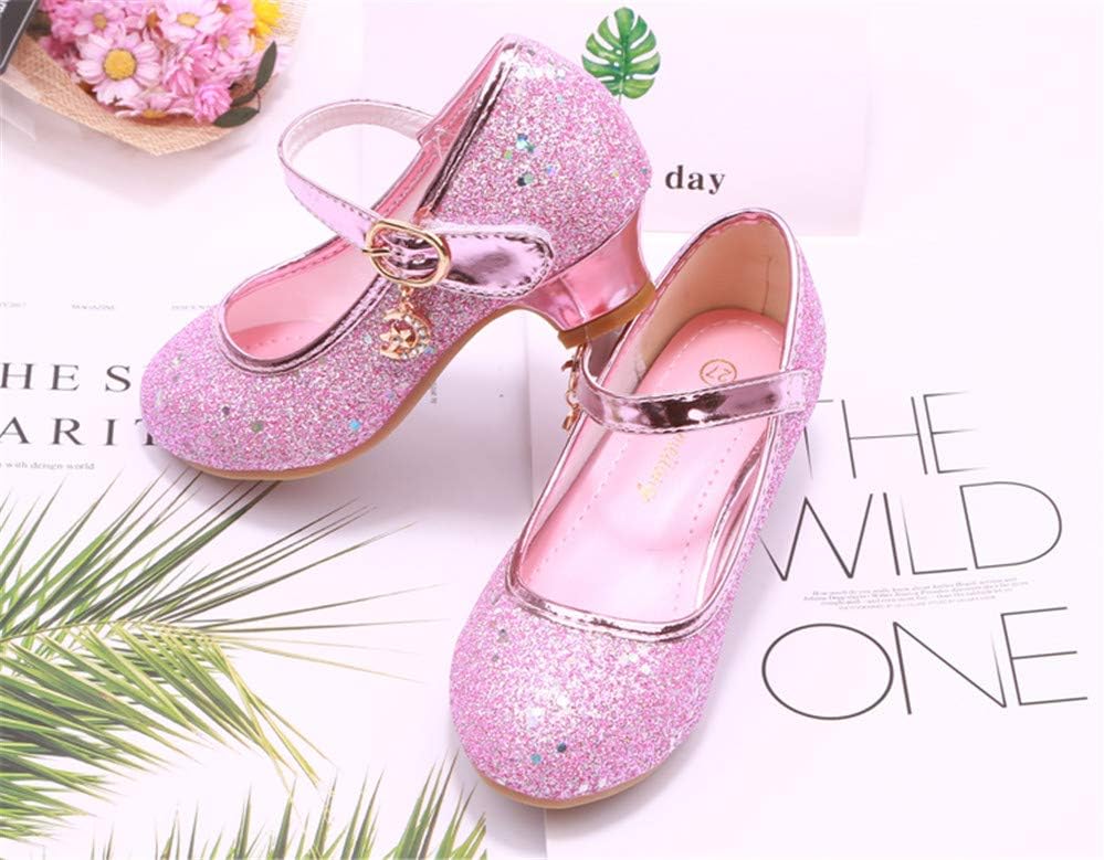 YOSICIL Mädchen Schuhe Prinzessin Festliche Schuhe Niedriger Absatz Glitzer Schuhe Kinder Hochzeit S