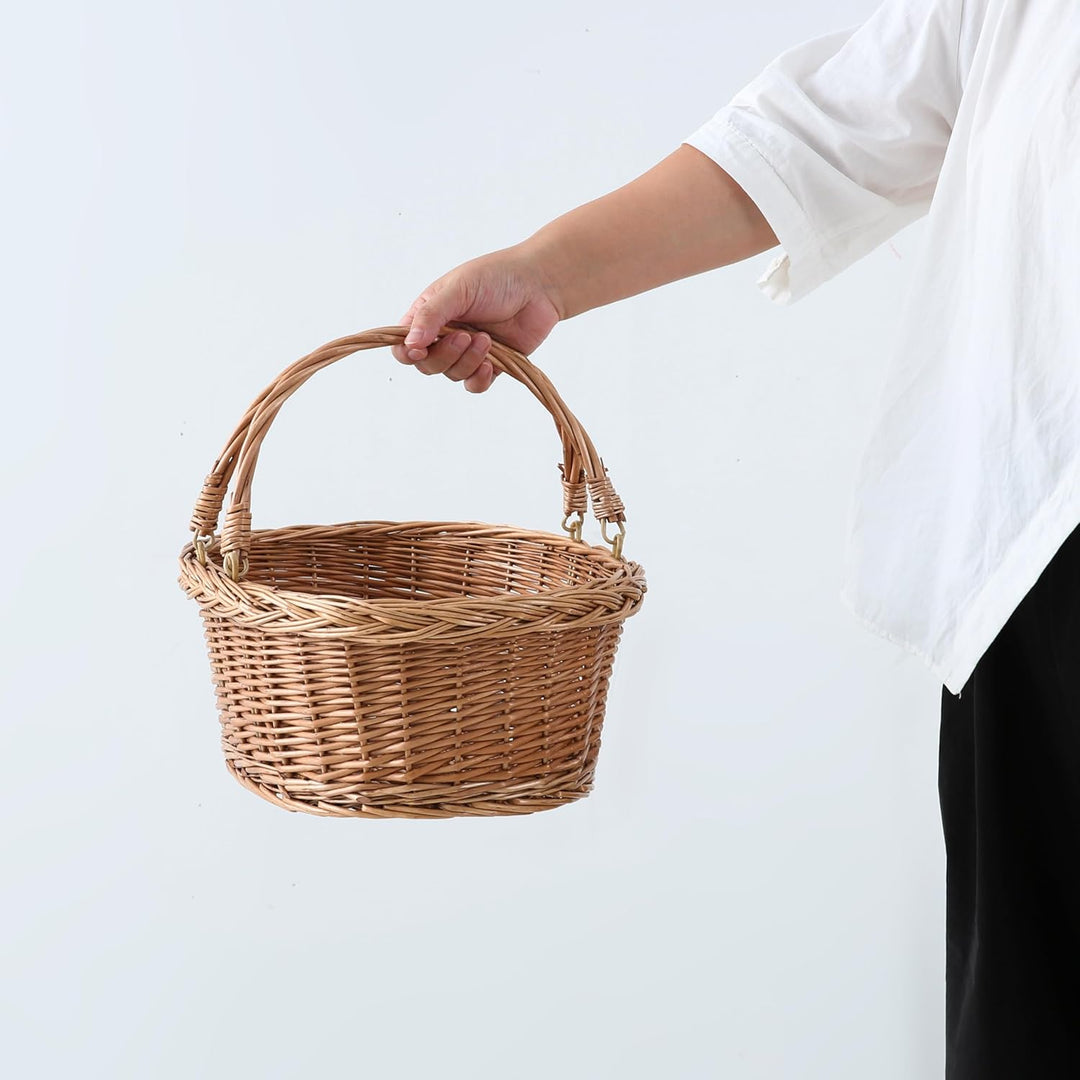 Picknickkorb aus Weide mit Griff, Einkaufskorb, Naturbraun 11.8 inches x 15.7 inches x 5.9 inches, 1