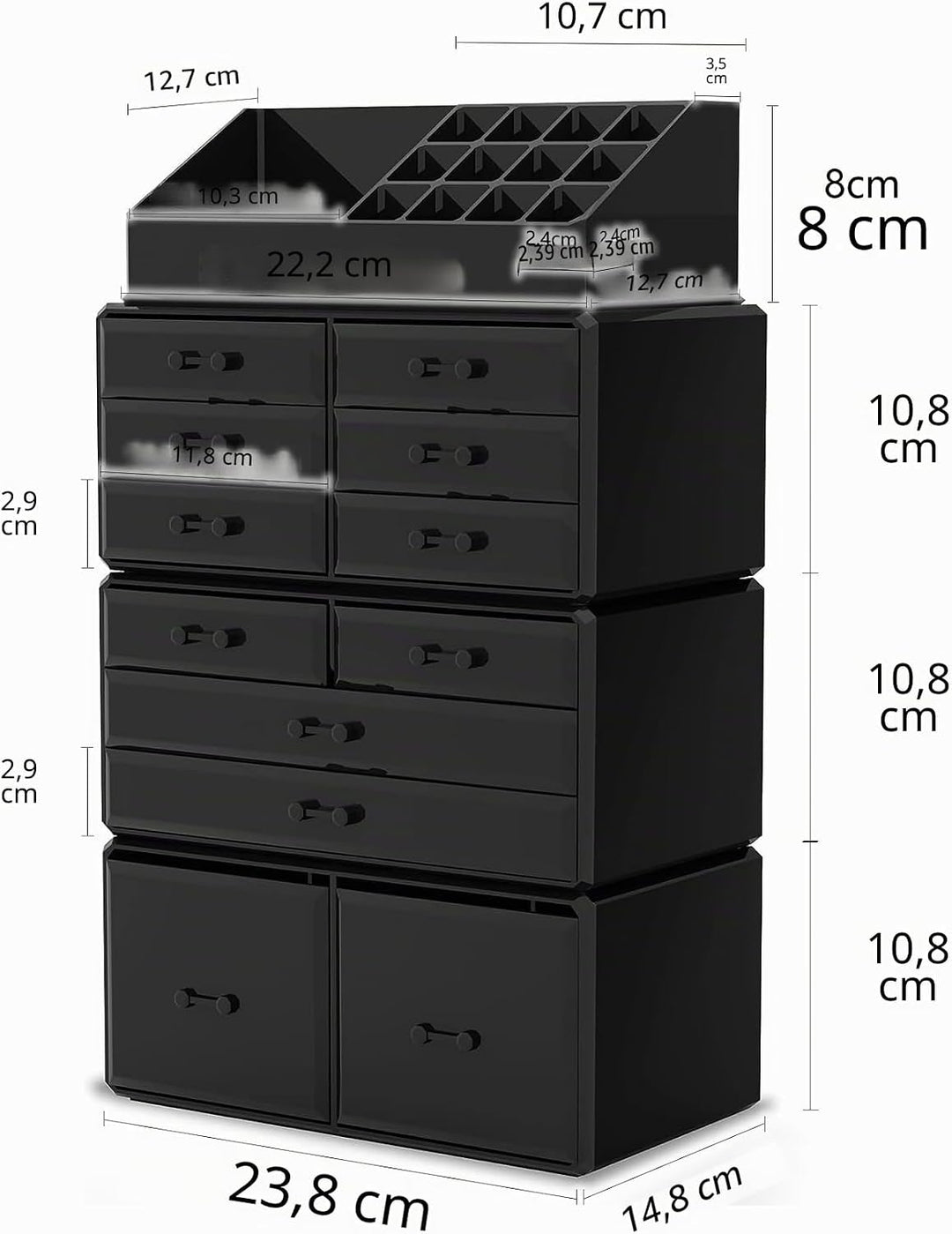 Readaeer Makeup Organizer/Kosmetik Aufbewahrungsbox/Schmink Aufbewahrungskasten in 4 Lagen， ist für