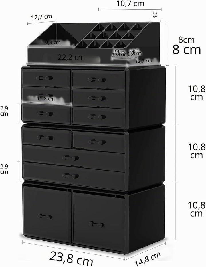 Readaeer Makeup Organizer/Kosmetik Aufbewahrungsbox/Schmink Aufbewahrungskasten in 4 Lagen， ist für