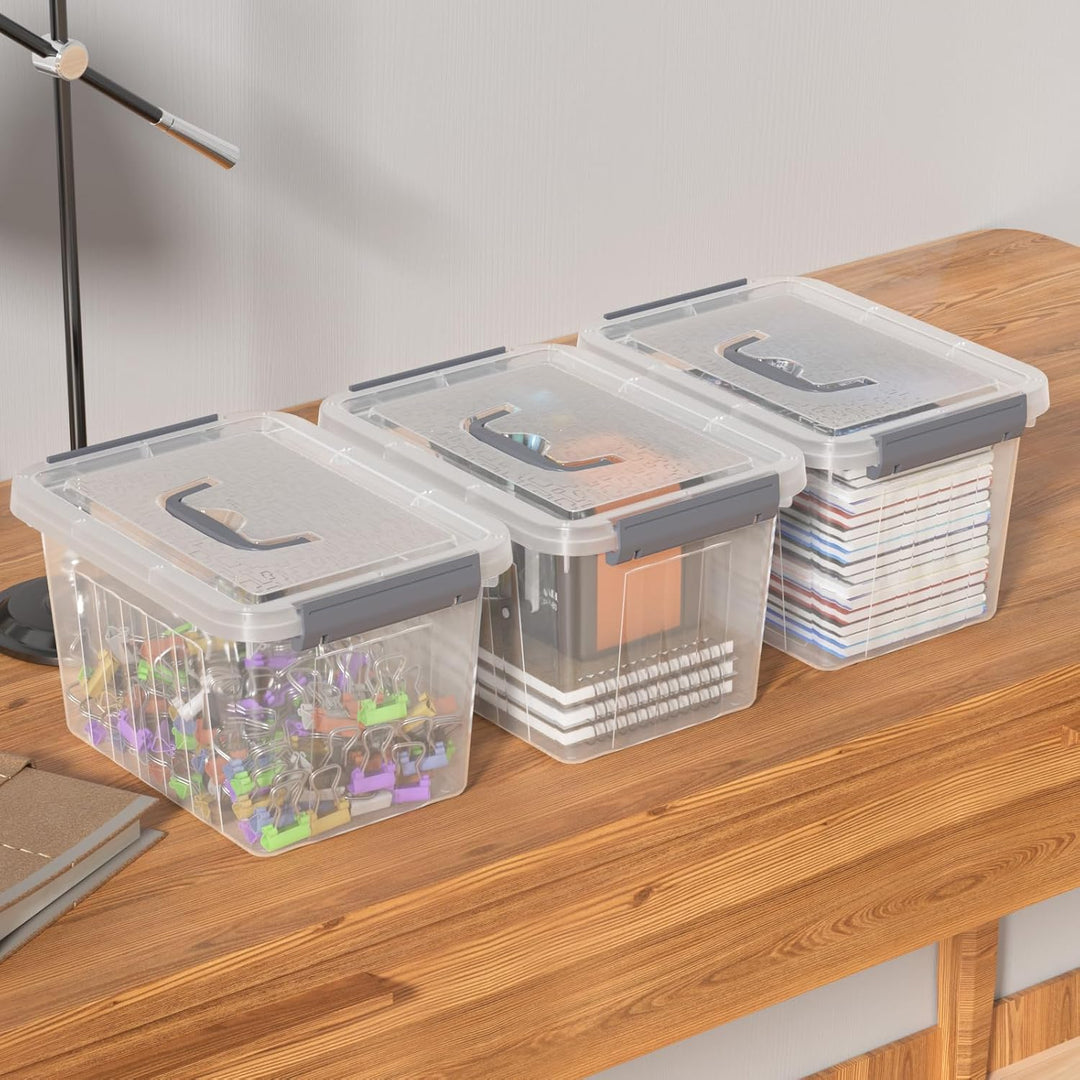 Parlynies 6er-Set Mini Aufbewahrungsbox aus Kunststoff mit Deckel, 3 Liter, Klar (3 L) UK, (3 L) UK
