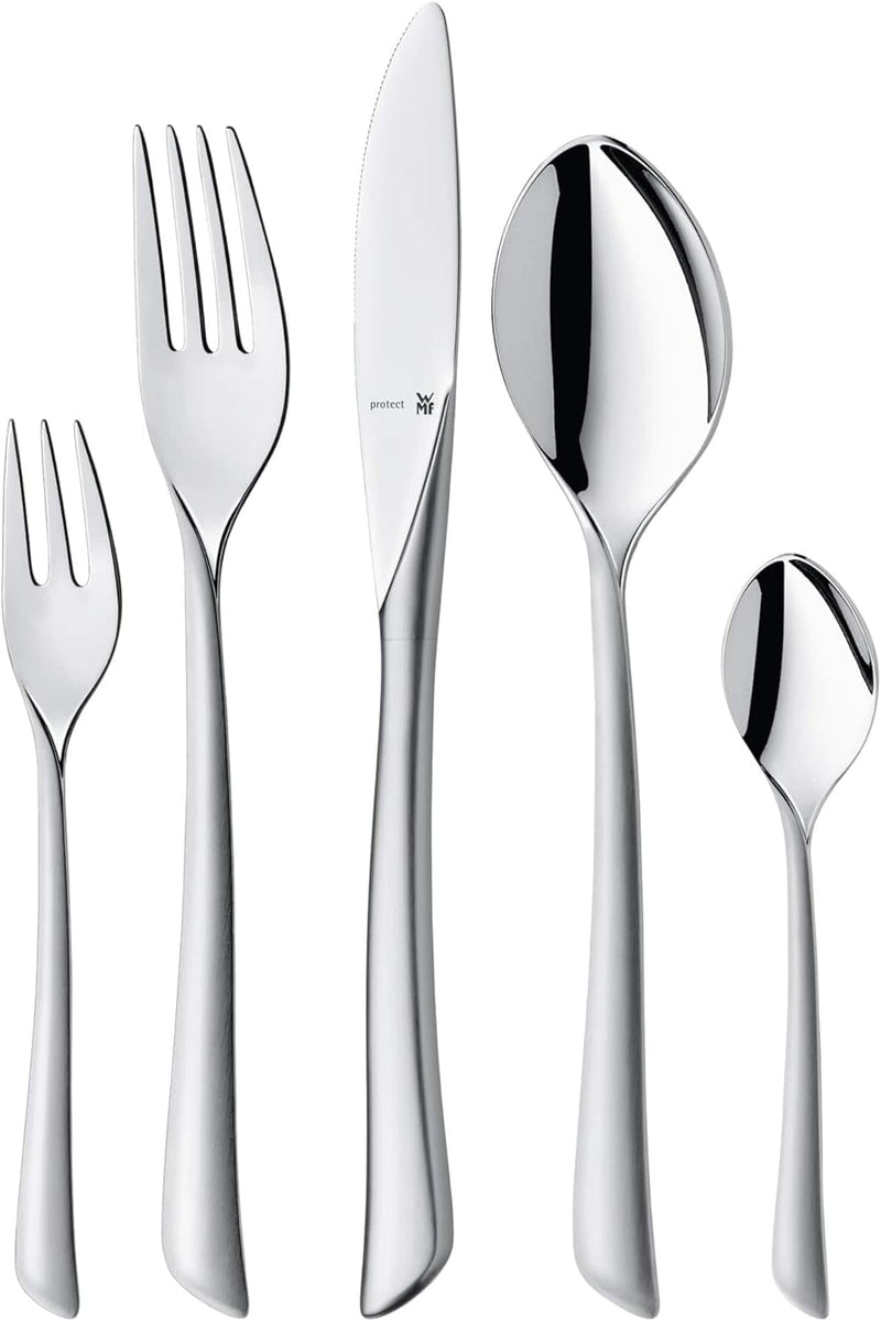 WMF Virginia Edelstahl Besteck Set 6 Personen, Essbesteck Set 30 teilig, Hohlheftmesser, Cromargan p