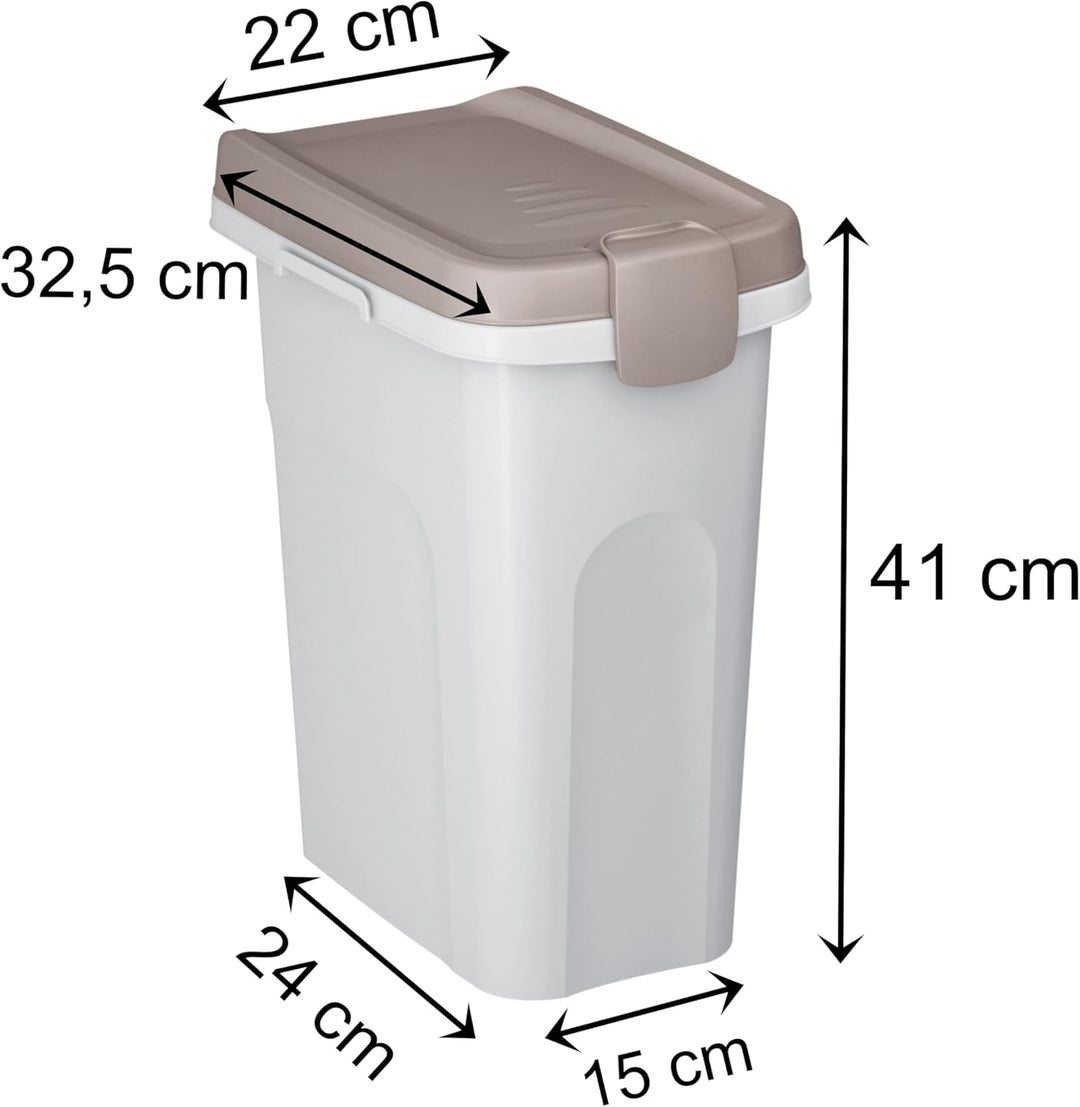 Hummelladen Abfalleimer 15 Liter Weiss-Taupe 33x22x41cm - mit Gummidichtung im Deckel verschliessbar