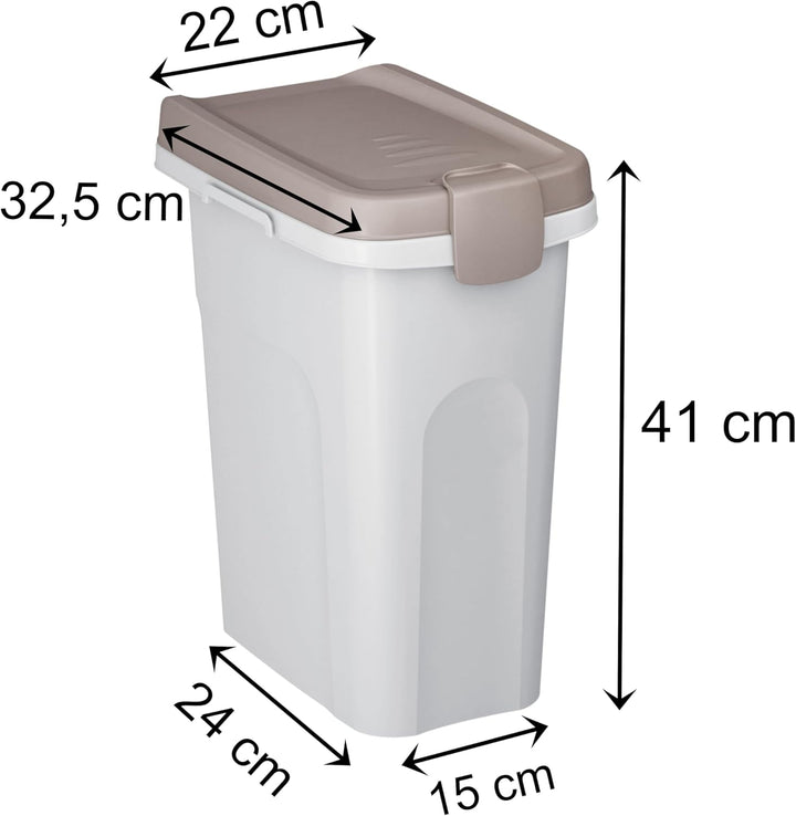 Hummelladen Abfalleimer 15 Liter Weiss-Taupe 33x22x41cm - mit Gummidichtung im Deckel verschliessbar