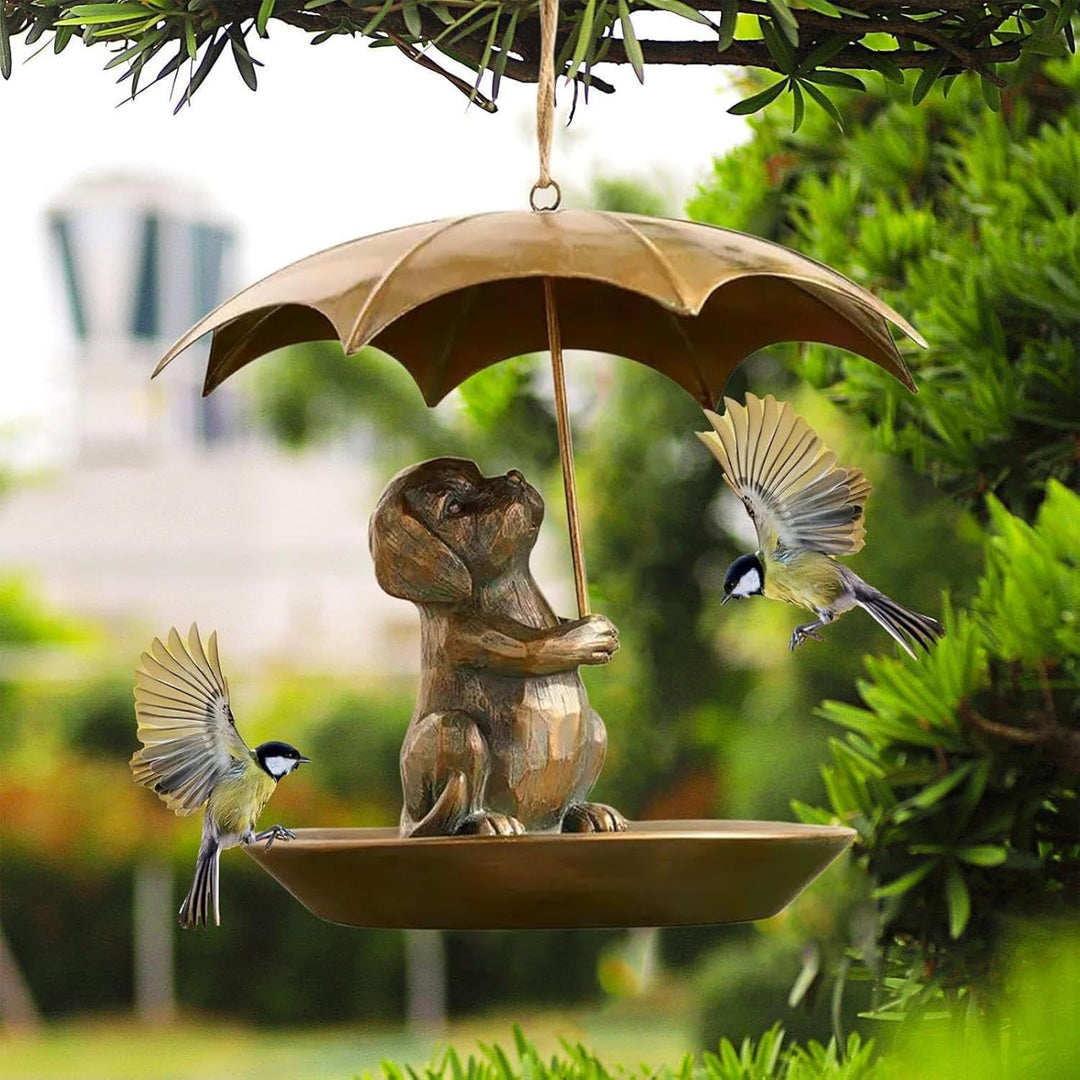 Eichhörnchen Mit Regenschirm Vogelfutterstelle,Wetterfestes Metall Futterhaus Für Eichhörnchen Und W