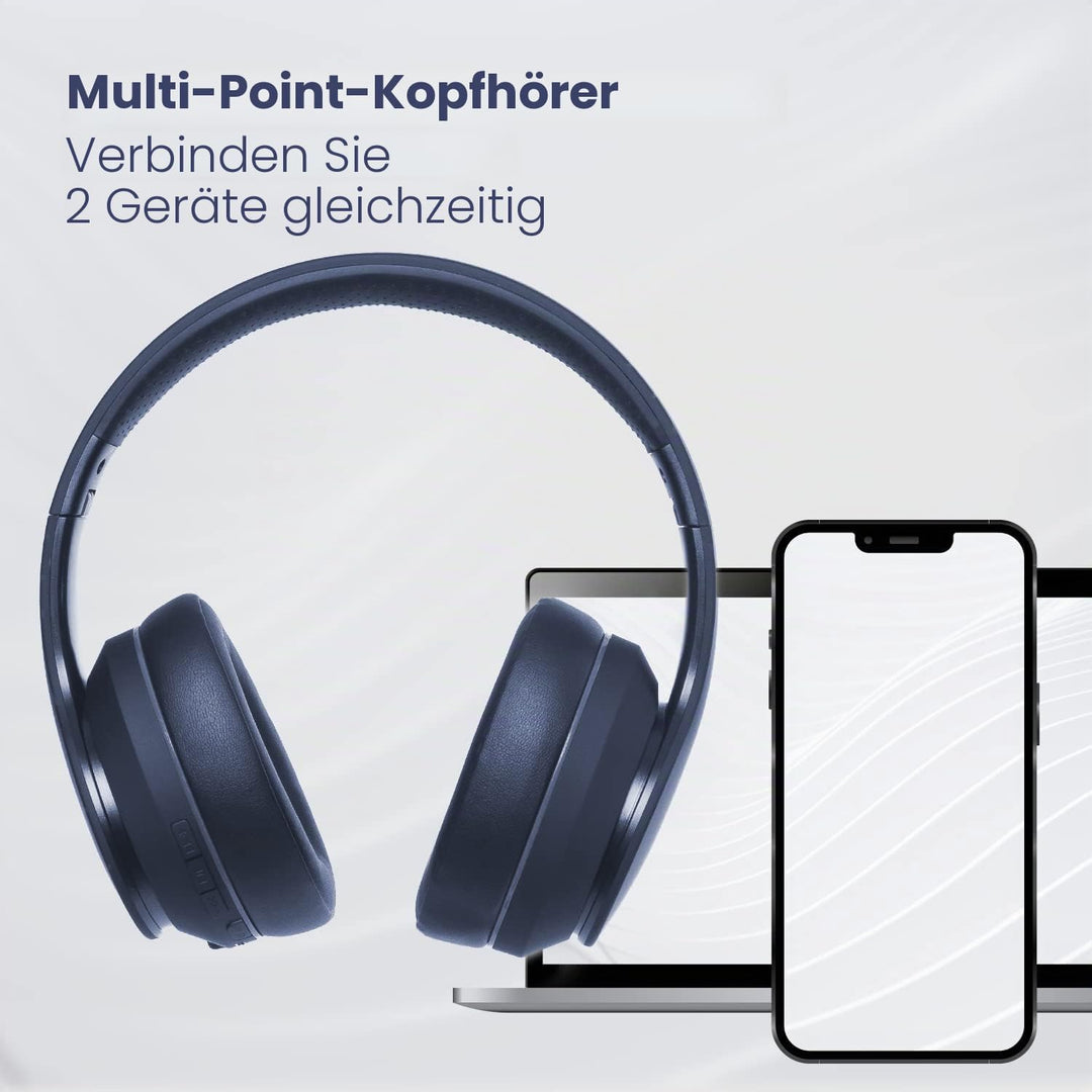 PowerLocus P6 Bluetooth Kopfhörer Over Ear, Over Ear Kopfhörer Kabellos mit Super Bass, 40Std. Spiel