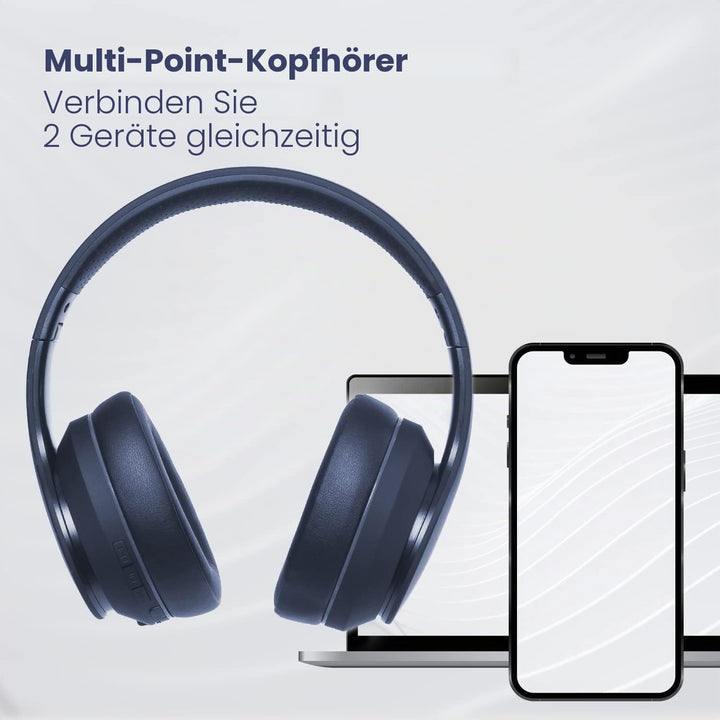 PowerLocus P6 Bluetooth Kopfhörer Over Ear, Over Ear Kopfhörer Kabellos mit Super Bass, 40Std. Spiel