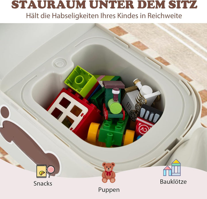 COSTWAY Rutschauto, Rutschfahrzeug mit Stauraum unter dem Sitz, Dinosaurier Schiebauto mit Lichter &