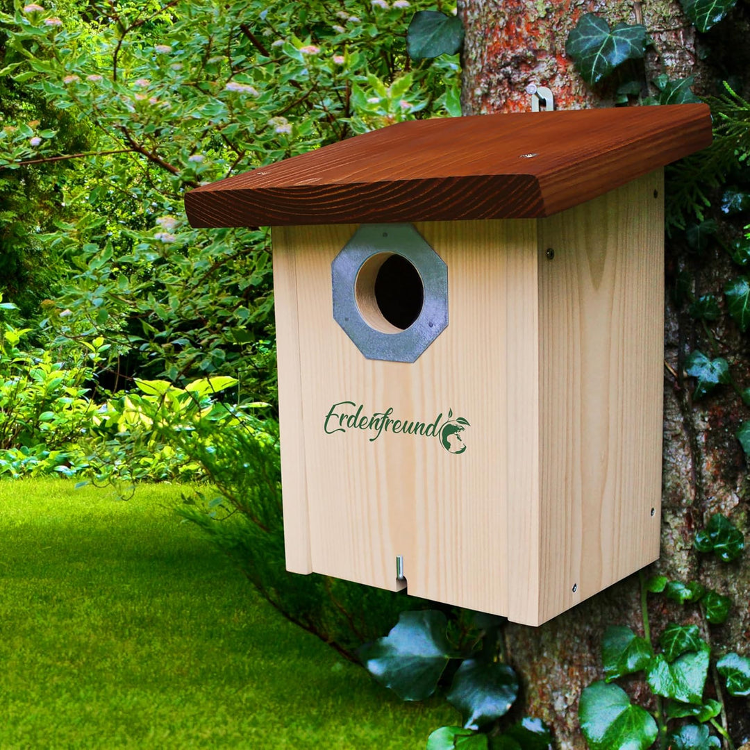 ERDENFREUND® Starenkasten Nistkasten Marder-/Katzenschutz räubersicher Brutkasten für Vögel Metall-S