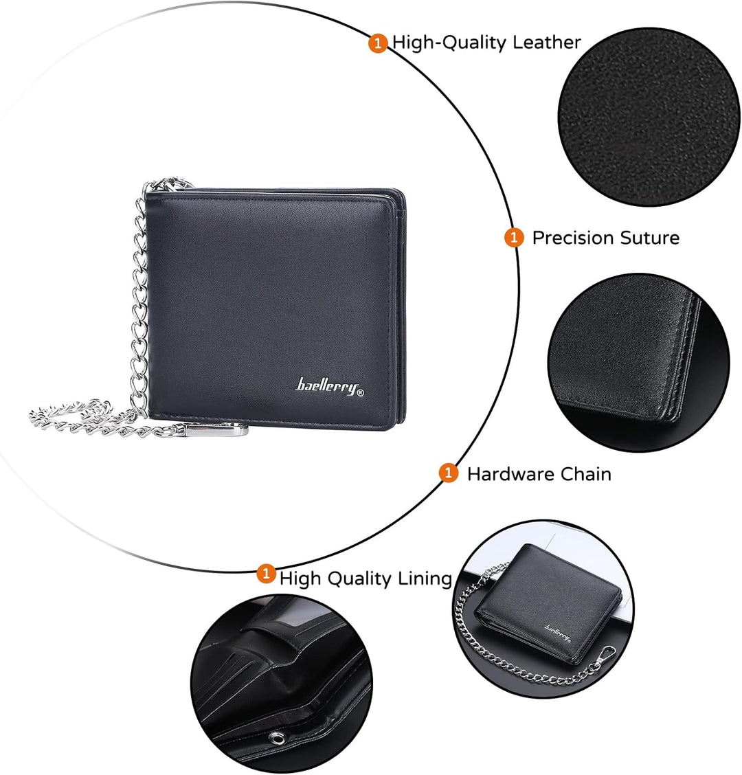 PORRASSO Herren Geldbörse Tragbar Geldbeutel Leder Kreditkartenetui Brieftasche mit 5 Kartenschlitze