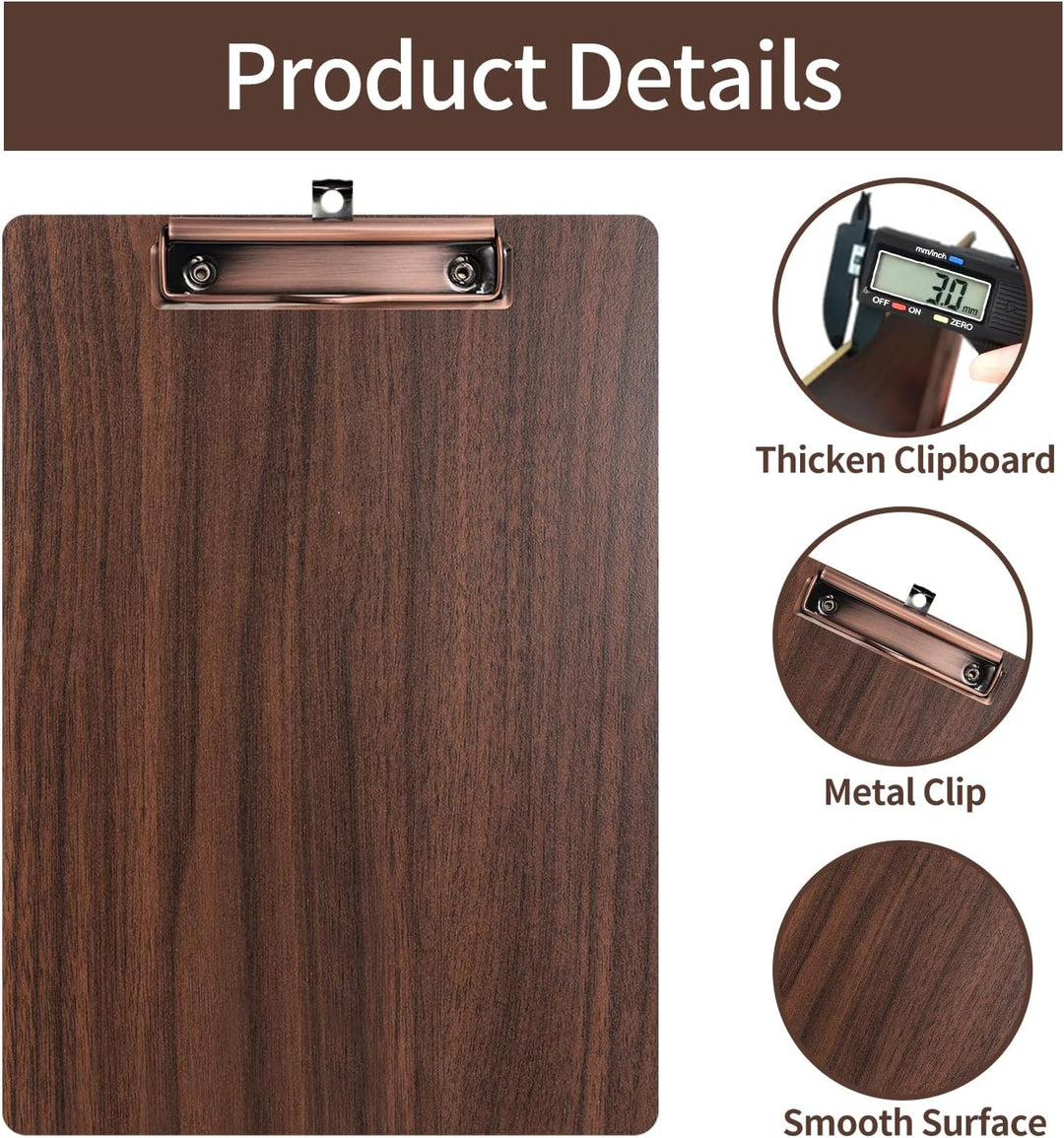 Klemmbrett A4,12 Stück Holz Klemmbretter mit Metalklemme,Schreibbrett Schreibplatte Clipboard A4- 12