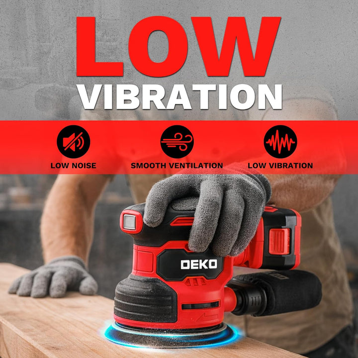 20V Exzenterschleifer Akku 125mm: DEKOPRO Schleifmaschine für Holz,6 variable Geschwindigkeiten, 125
