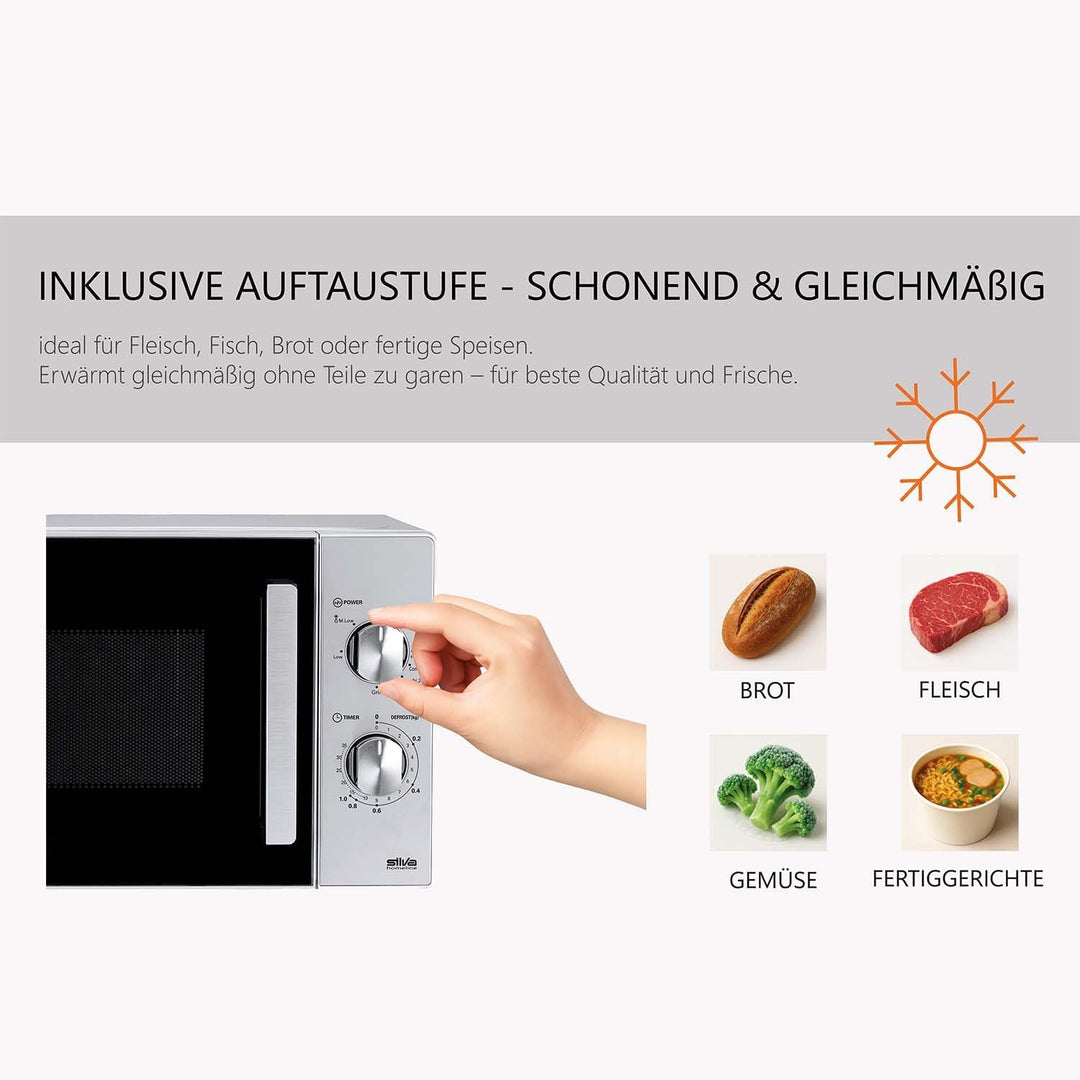 Silva Schneider MW-G 25.5 Mikrowelle mit Grill 20 Liter, 700W Mikrowellenleistung, 1000W Grill, 5 Le