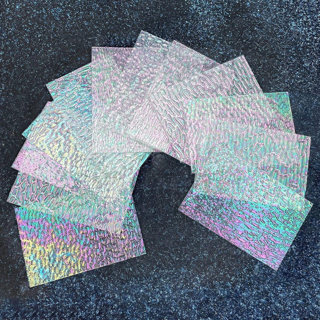 LITMIND 12 Blatt schillernde, transparente, strukturierte Buntglas-Sortimentspackung, 10,2 x 15,2 cm