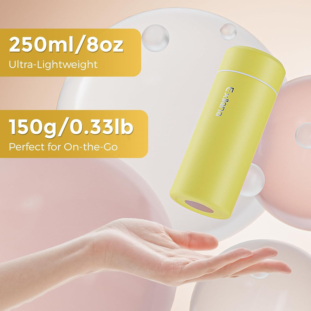【Upgrade-Version】Exllena Mini Thermosflasche 220ml mit Edelstahl-Deckel, Trinkflasche Klein Doppelwa