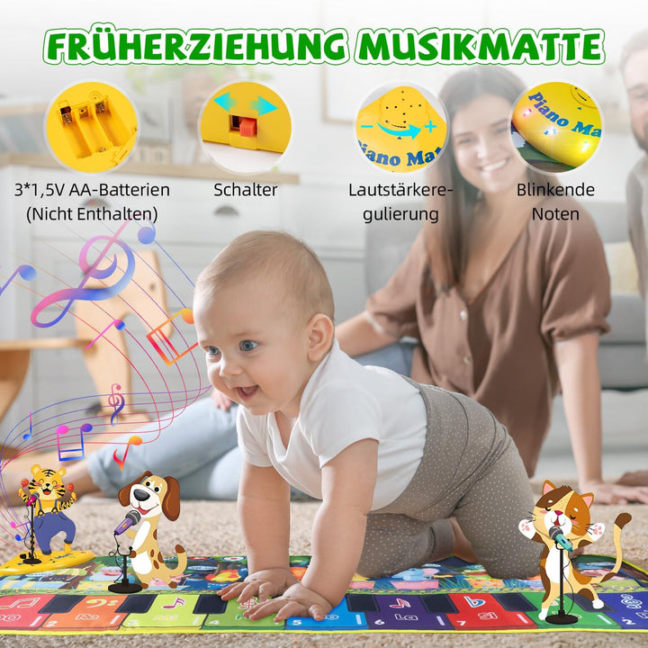 Carehabi Musikmatte Kinder ab 1 Jahr Baby Spielzeug ab 1 Jahr kinderspielzeug Musikinstrumente mit 1