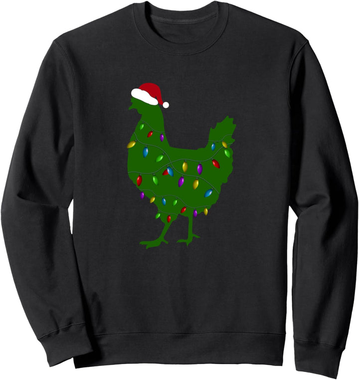 Chicken Holiday Lights Santa Hat Shirt Green Sweatshirt