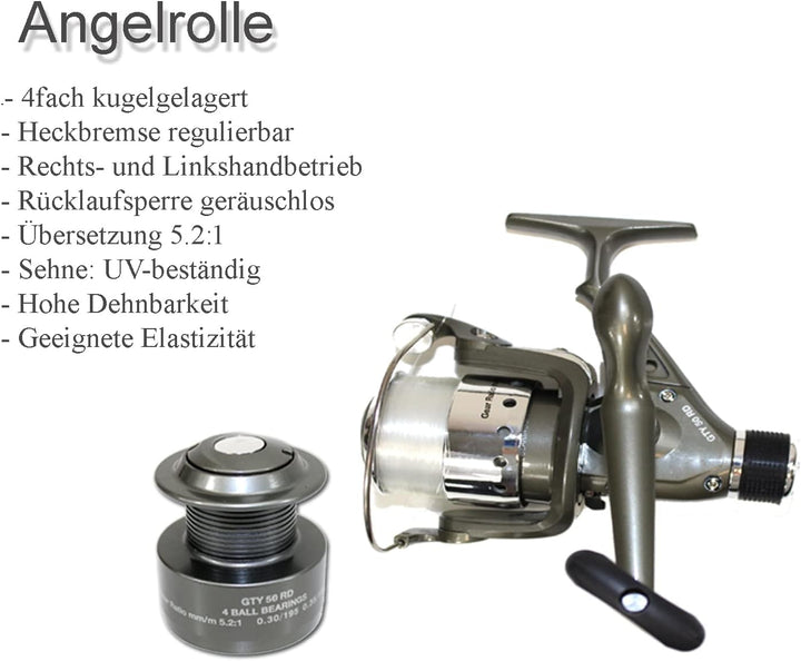 Vario Karpfen Combo Angelset | 3m XXL Komplettset mit Tasche + Anglerstuhl + Köderboxen + Zubehör fü
