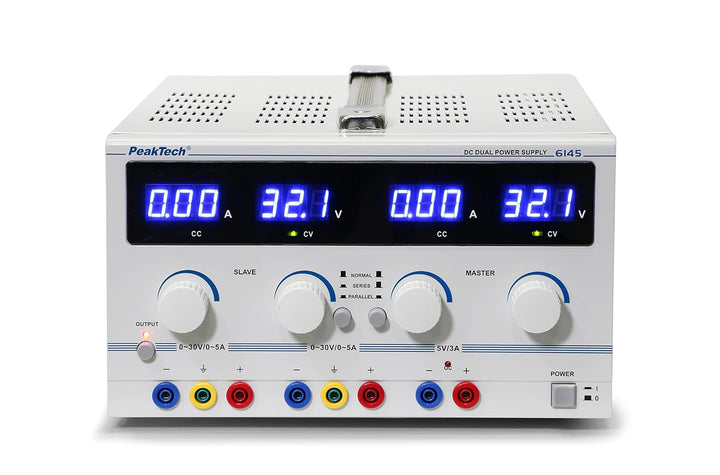 PeakTech Digtial Doppel Labornetzteil - Labornetzgerät 0-30V / 0-5A DC, stabilisiert, linear regelba