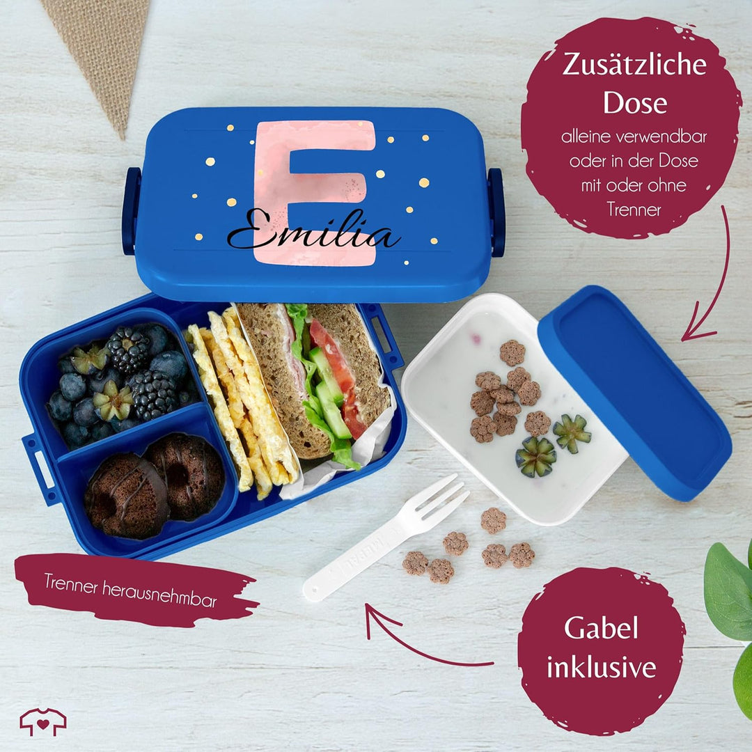 Kinder Bento Box Midi Lunchbox Mepal Bentobox - Initialen Buchstabe - Personalisierbare Brotdose für