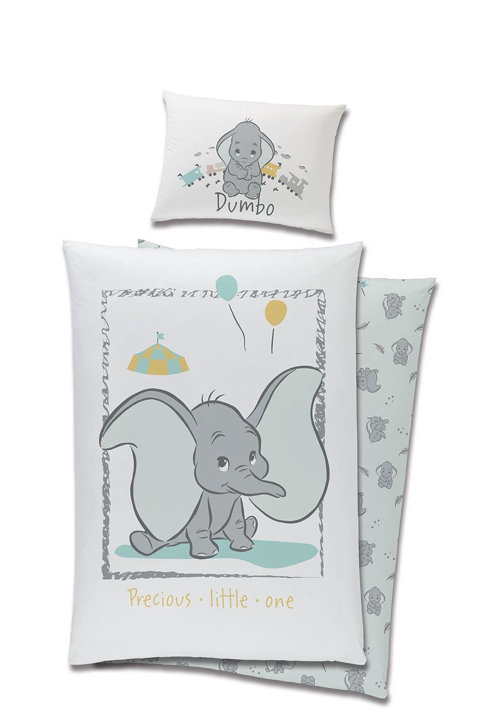 Carbotex Babybettwäsche Wendebettwäsche Disney Dumbo 100x135 cm + 40x60 cm 100% Baumwolle in Grün