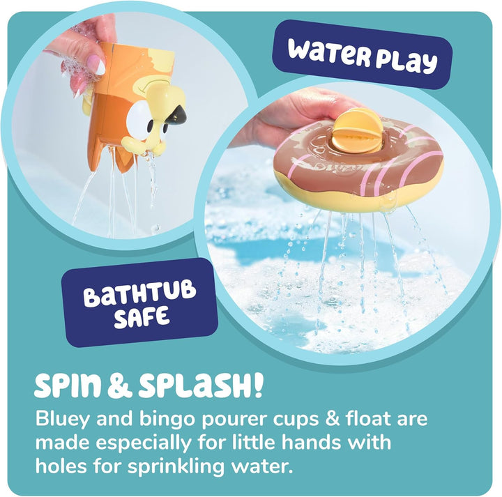 Tomy Toomies Badespielzeug Bluey und Bingo im Schwimmring, 2 Stück | Bluey und Bingo in Schwimmringe