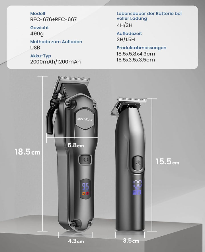 Haarschneidemaschine profi & T-Klinge Trimmer Set für Herren, Haarschneider Bartschneider Haartrimme