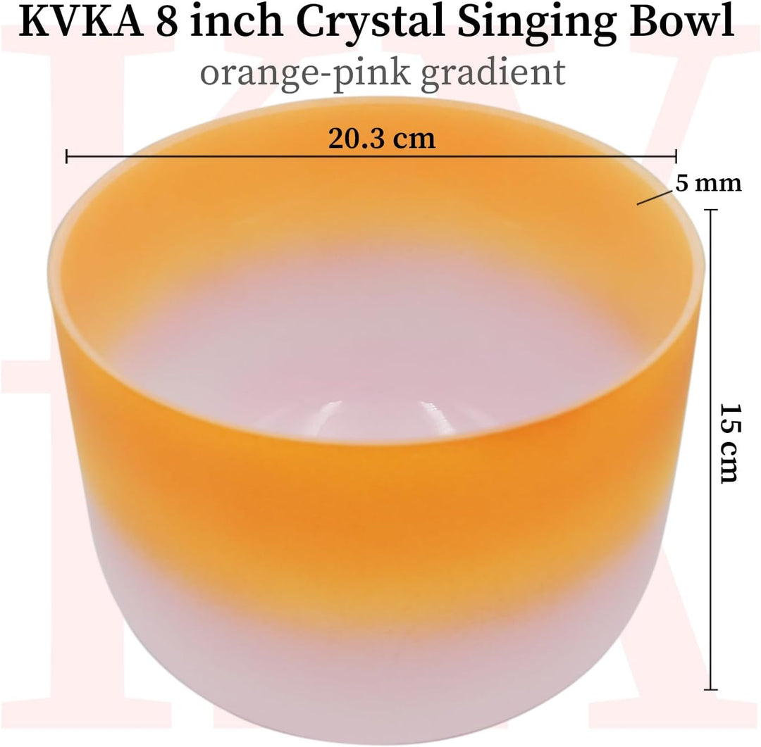 KVKA 20cm Klangschalen, 432Hz 8 inch Half-pink Design Chakra Klangschale für Yoga Meditation Sound H