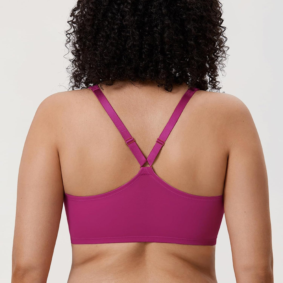 DELIMIRA Damen Vorderverschluss Racerback BH Grosse Grössen Bügel BHS Tiefer Ausschnitt Ungefüttert