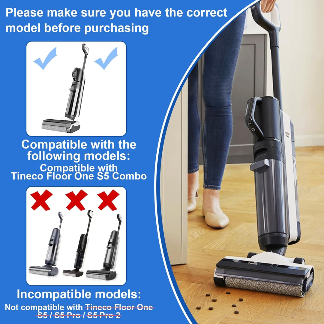 Fixbetter Ersatzbürstenrolle und HEPA-Filter passend für Tineco Floor One S5 Combo Akku-Nass- und Tr