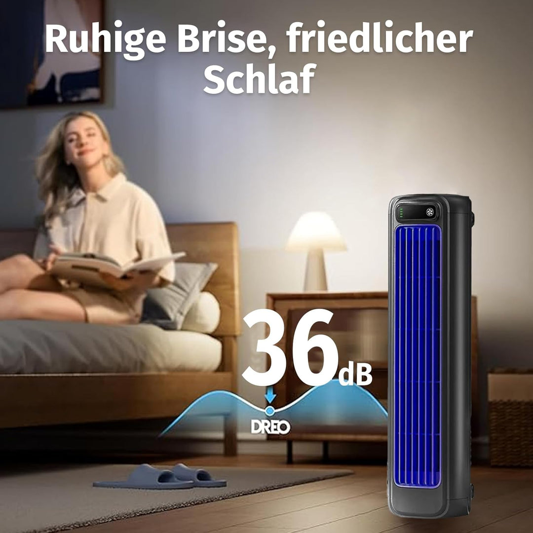 Festberg Cooling Ace Original – Kabelloser, Bladeless Turmventilator mit 3 Geschwindigkeiten | Leise