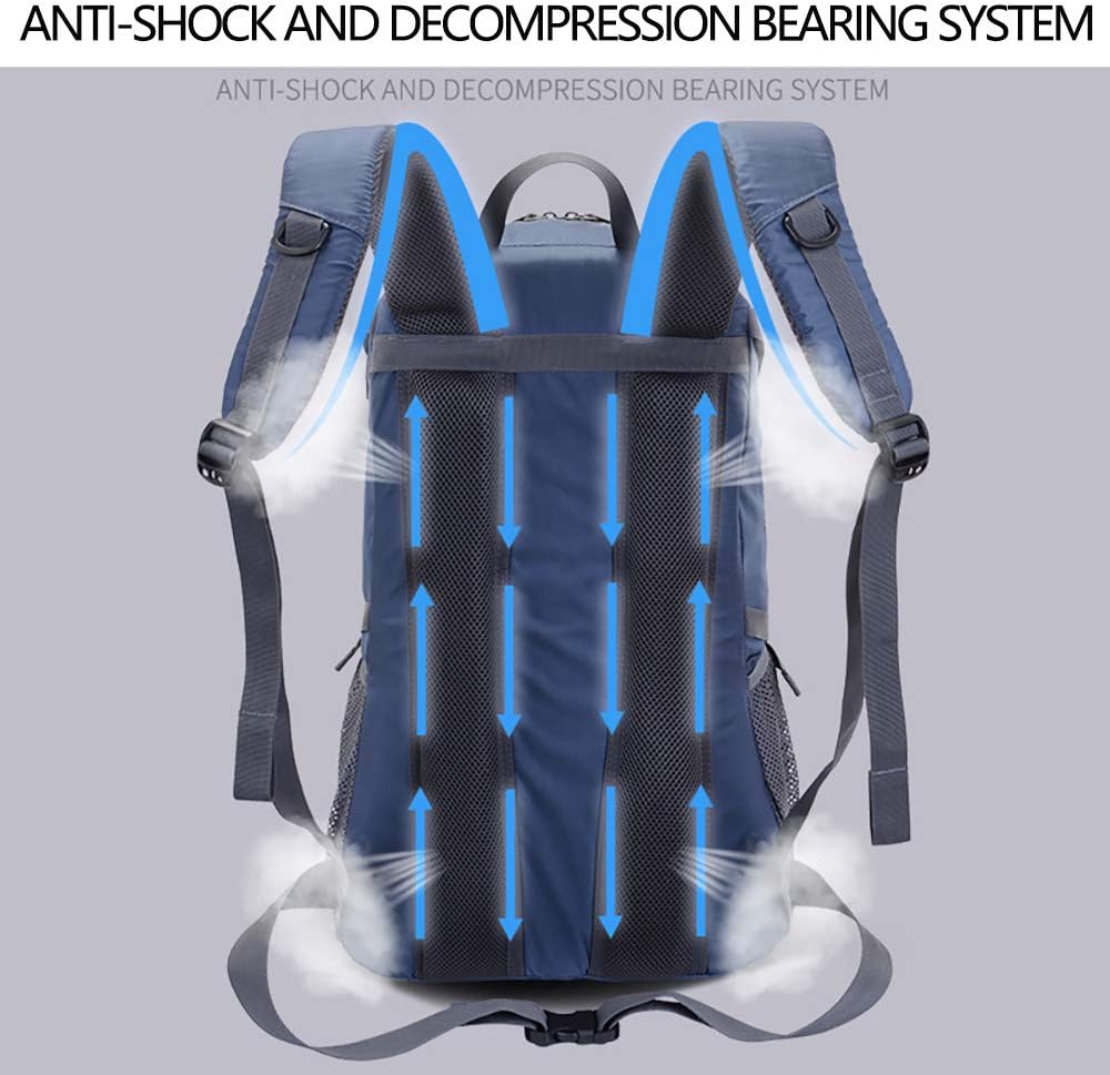 40L Leichter Tagesrucksack Radfahren Wandern Wasserdichter Reiserucksack (Marineblau), Marineblau