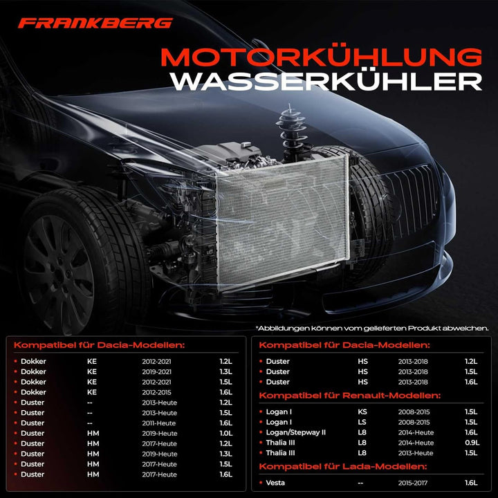 Frankberg Kühler Motorkühlung Wasserkühler Schaltgetriebe Kompatibel mit Clio IV BH 1.2L-1.6L 2012-H