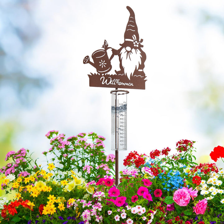 Regenmesser für Garten Dekorativer Niederschlagsmesser mit Erdspiess, Regenwassermesser Glas auf Gar