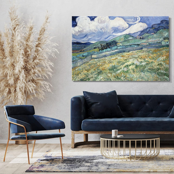 Leinwand (80x60cm): Vincent Van Gogh - Weizenfeld hinter Saint-Paul (1889) 80x60 cm, 80x60 cm