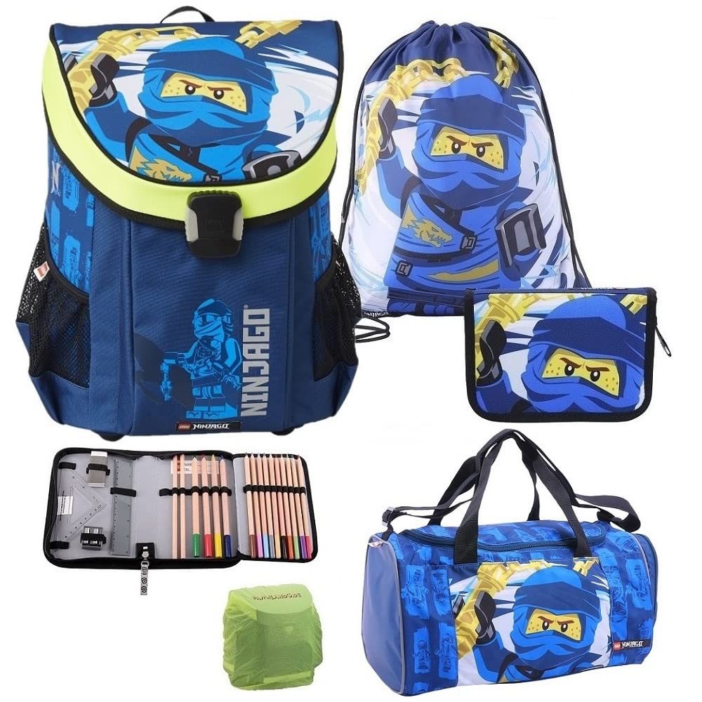 Lego Ninjago Easy Schulranzen Set 5tlg Blau, Blau