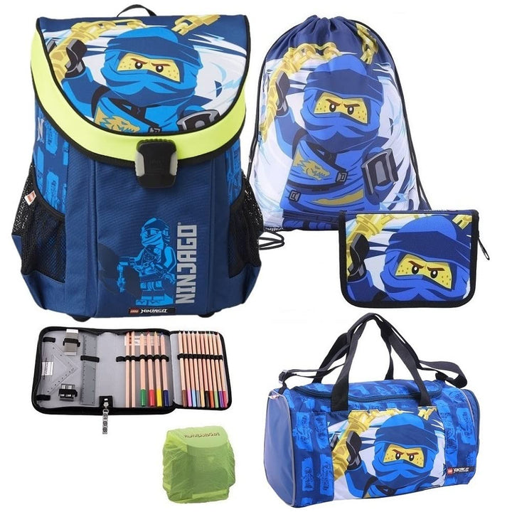 Lego Ninjago Easy Schulranzen Set 5tlg Blau, Blau