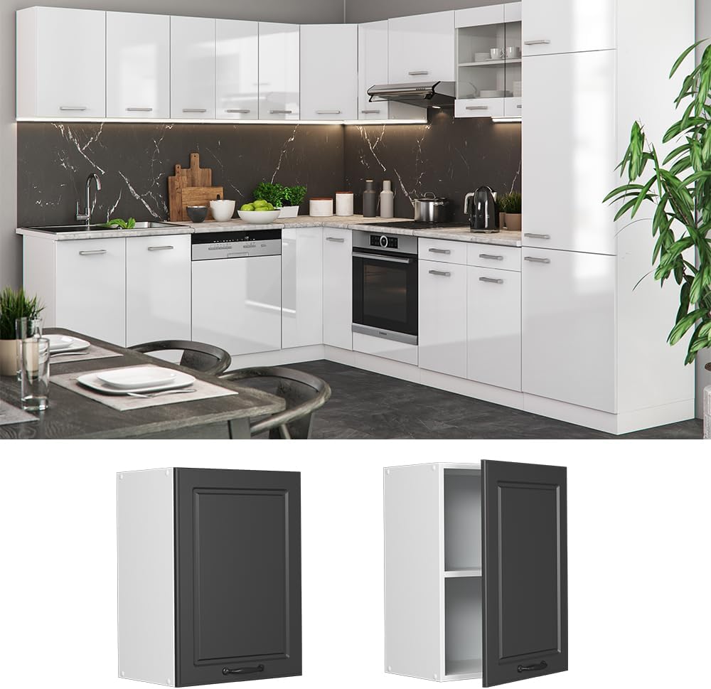 Vicco Hängeschrank R-Line, Anthrazit Landhaus/Weiss, 45 cm Anthrazit Landhaus Hängeschrank 45 cm, An