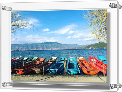 AMEITECH Acryl Bilderrahmen, Doppelte Panel Clear Wandhalter Bilderrahmen hält 32 x 23 cm Bilder A4,