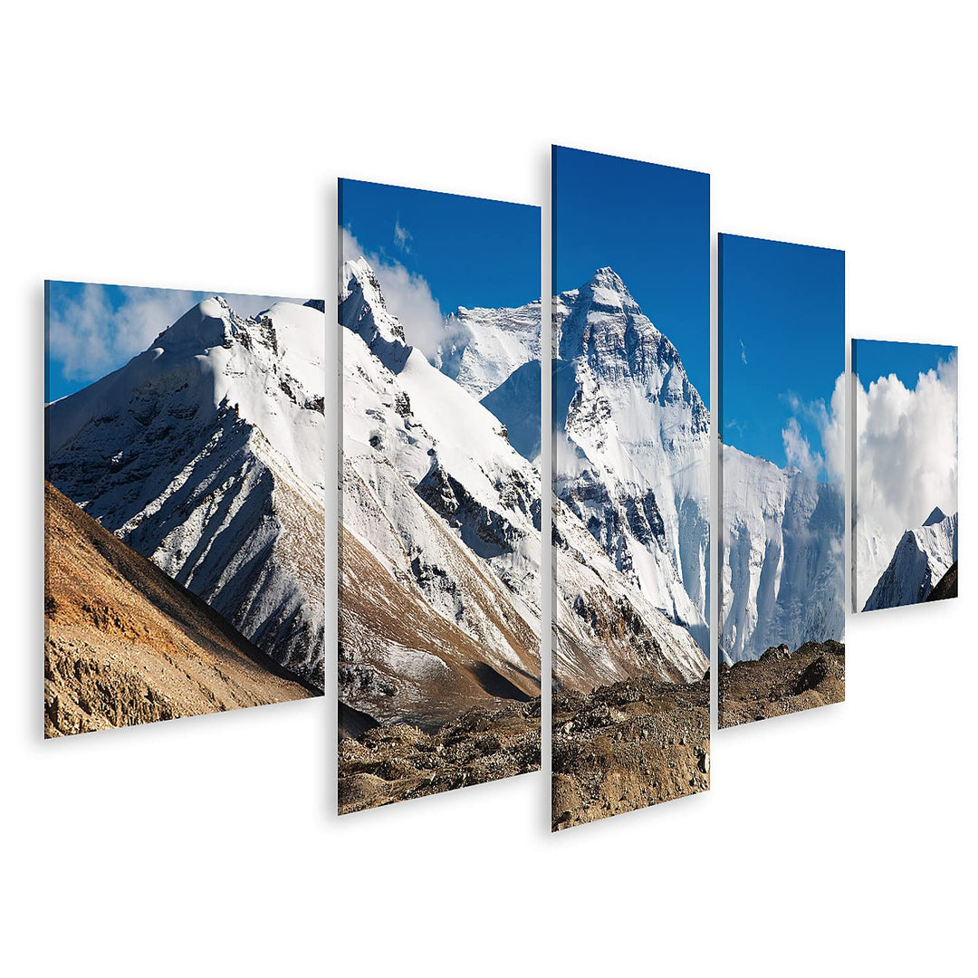 islandburner Bild auf Leinwand Mount Everest Bilder Wandbilder Poster Leinwand 170x80cm - 5 Teile, L