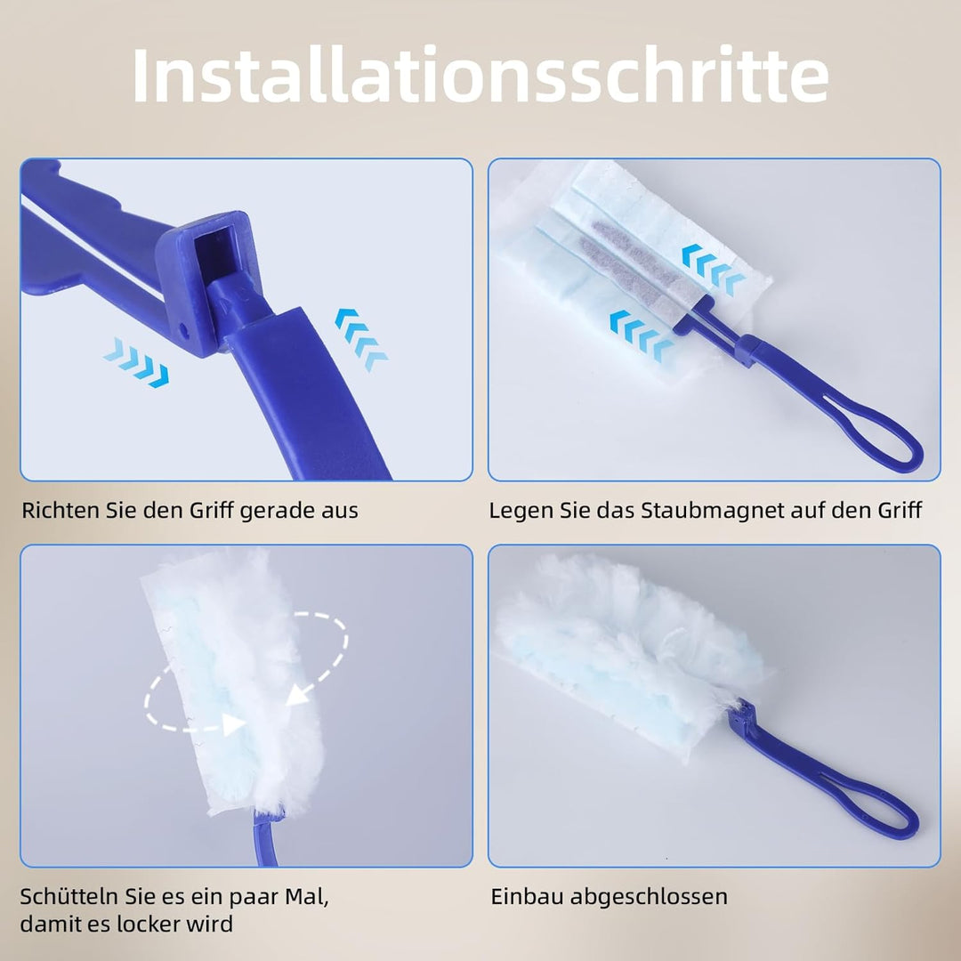 42 Stück Swiffer Staubmagnet Nachfüllpack Set,Swiffer Staubwischer mit 2 Handgriff, Staubwedel für S