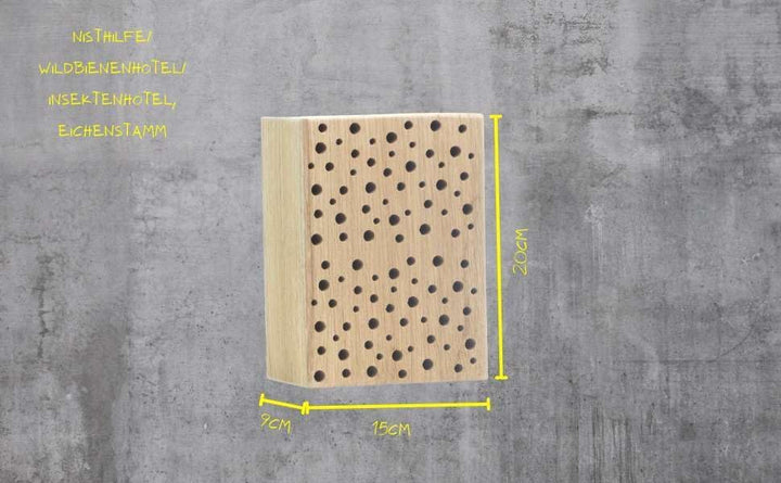 Insektenhotel Eichenstamm Massivholz für Bienen 20cm