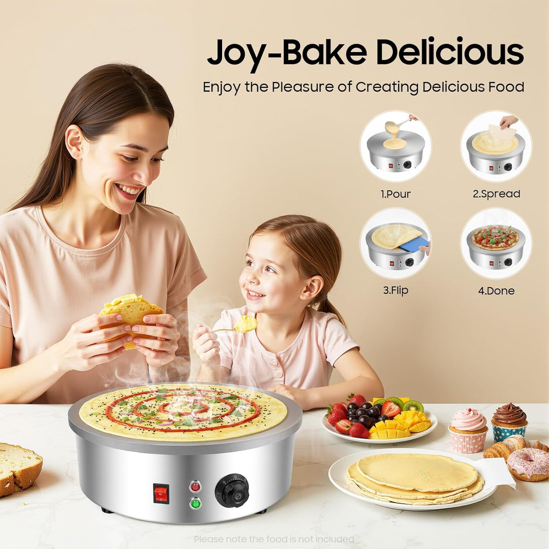 45cm Crepes Maker Elektrisch 3000W Gastro - Profi Gusseisen Crêpes Platte & Fladenbäcker für Gözleme