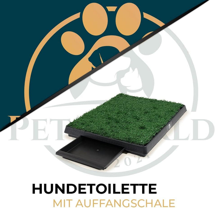 PETSWORLD Hundetoilette mit Kunstrasen | Ideales Training für Welpen | Auffangschale für leichte Rei