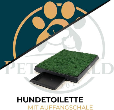 PETSWORLD Hundetoilette mit Kunstrasen | Ideales Training für Welpen | Auffangschale für leichte Rei