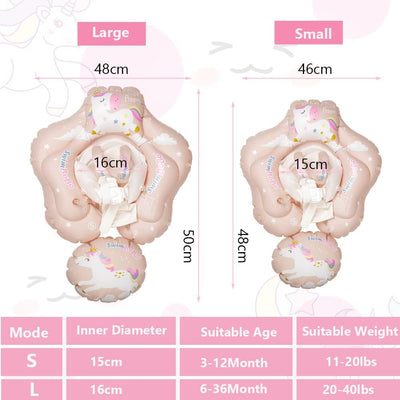 Vicloon Baby Schwimmring,Baby Float mit abnehmbarem Sonnendach,Niedliches rosa Pferdemuster Baby Sch