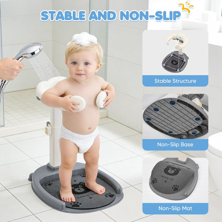 Baby Dusche Ständer, Höhenverstellung 40-57cm, Baby Shower Stand Support mit Anti-Rutsch Basis & Rut
