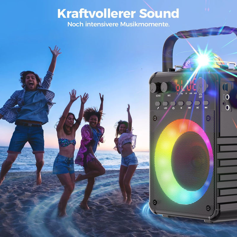 Wowstar Karaoke-Maschine 2 Mikrofonen, [Upgrade 2024] Karaoke Anlage mit 2 mikrofonen für Erwachsene