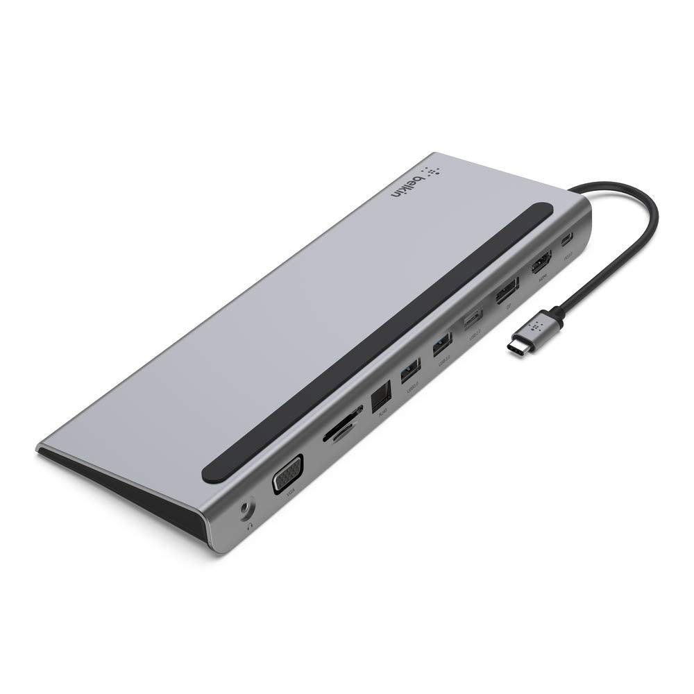 Belkin USB-C-Hub, 11-in-1-MultiPort-Adapter-Dock mit 4K-HDMI, DisplayPort, VGA, und 100 W zum Laden,